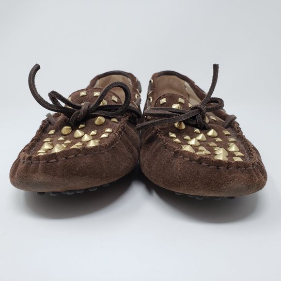 Michael Kors Size 6M Penley Brown Suede Studded Moccasins Flats Driving Loafers - Picture 4 of 10